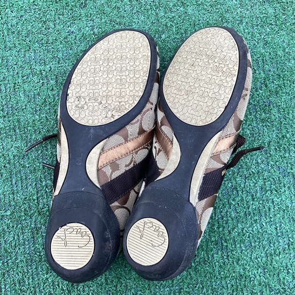 AUTHENTIC COACH JAYME SNEAKERS BROWN & GOLD SIGNATURE SHOE SUEDE & CANVAS 6.5 - Picture 12 of 13